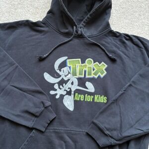 Vtg Trix Cereal Hoodie Sweatshirt Mens XL Black TNT Bunny Graphic Y2K Distressed